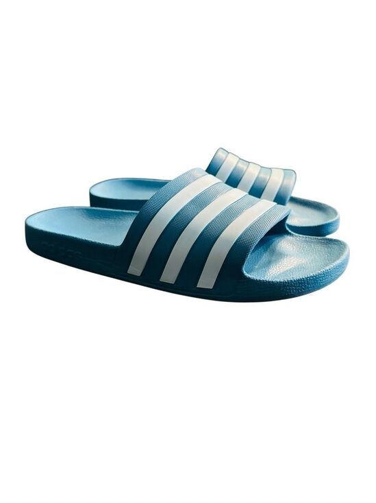 adidas Shoes - Adidas‎ Adilette Aqua Slides Women’s Size 11 Light Blue White Stripes